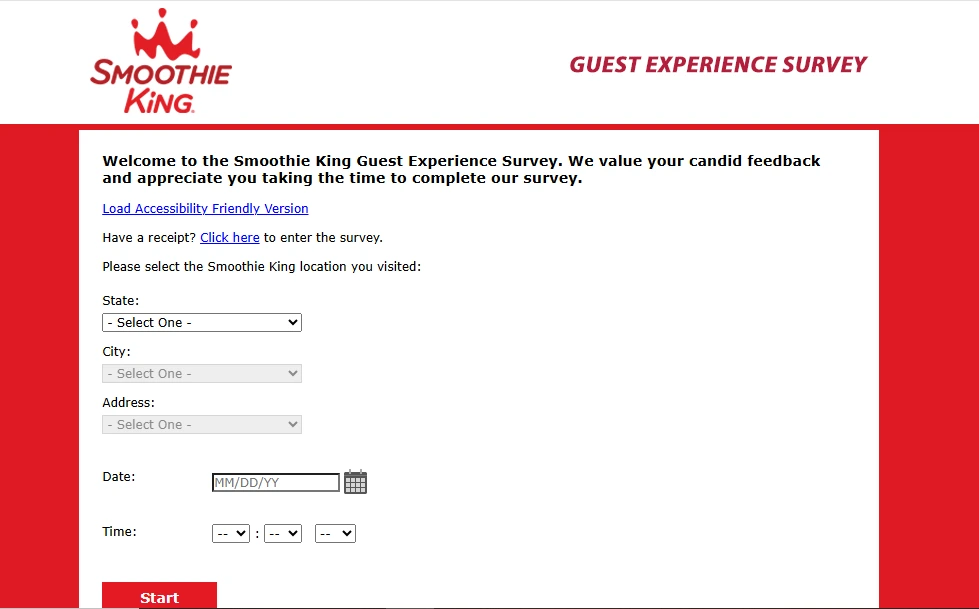 Smoothie King receipt with survey invitation for $1 off coupon